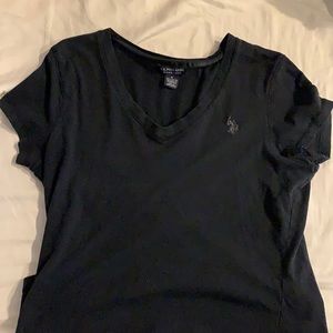 Black V-neck shirt